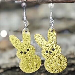 Gold Glitter Bunny Earrings
